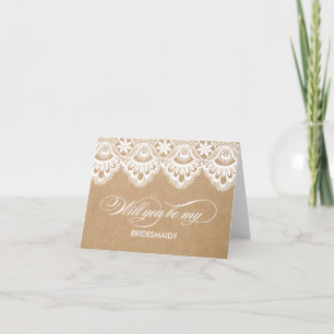 RUSTIC LACE BRIDESMAID CARDS