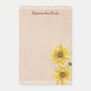 Rustic Lace & Burlap Sunflowers Notes