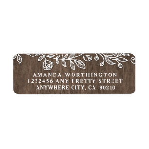Rustic Lace Country Wood Wedding Address Labels