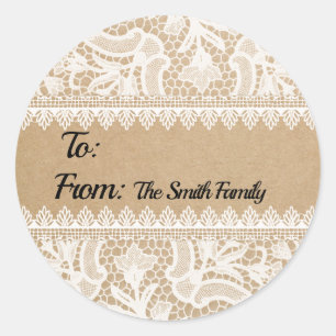 Rustic Lace Custom To/From Gift Label Stickers