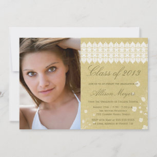 Rustic lace floral photo gradation announcement