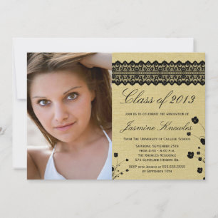 Rustic lace floral photo gradation announcement
