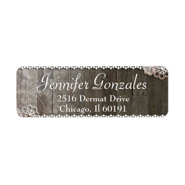 Rustic Lace & Flowers Modern Address Label Return Address Label (Front)