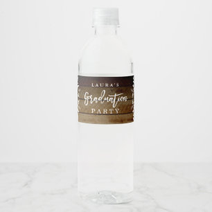 Rustic Lace Graduation Party Water Bottle Label