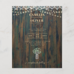 Rustic Lace Gypsophila Lights Mason Jar Wedding Flyer