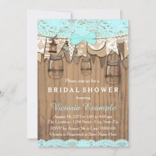 Rustic Lace Mason Jar Bridal Shower Invitation