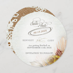 Rustic Lace Rust Boho Wedding Save The Date