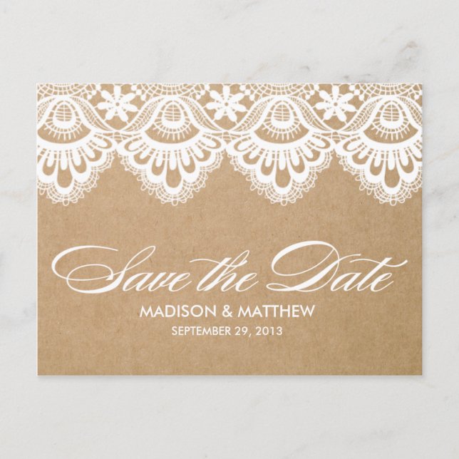 RUSTIC LACE | SAVE THE DATE POST CARD (Front)