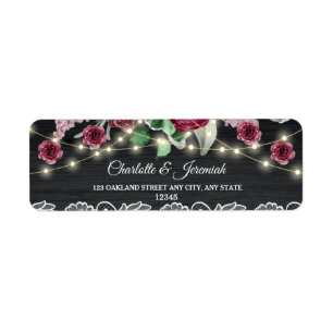 Rustic Lace String Lights Wedding Return Address Label