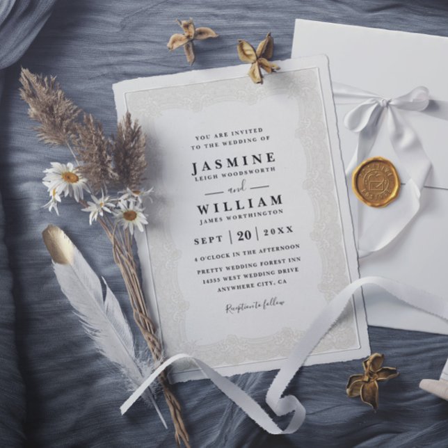 Rustic Lace Vintage Elegant Modern Chic Wedding Invitation (Creator Uploaded)