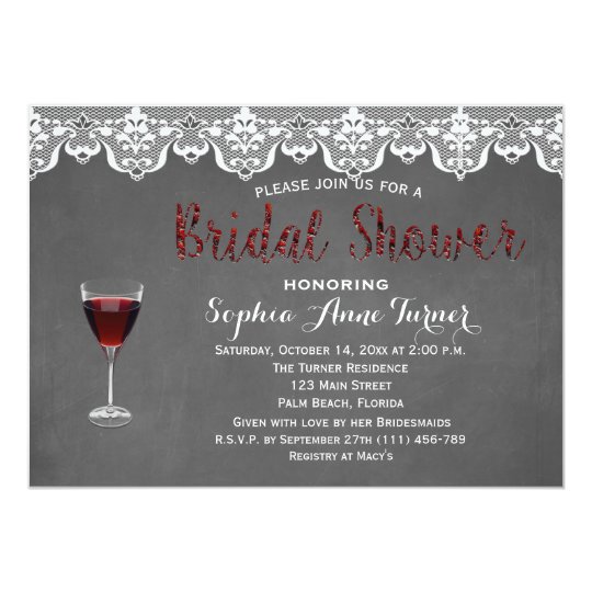 Rustic Lace Wine Tasting Bridal Shower Invitation