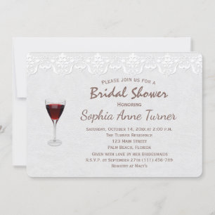 Rustic Lace Wine Tasting Bridal Shower Invitation