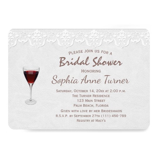 Rustic Lace Wine Tasting Bridal Shower Invitation