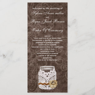 Rustic Lace Wrapped Mason Jar Wedding Program