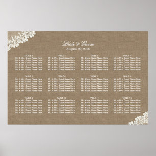 Rustic Laced Corner Burlap Wedding Seating Chart