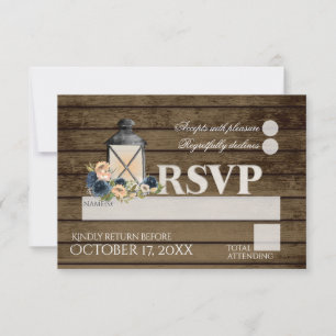 Rustic Ladder and Lantern RSVP Wedding Card