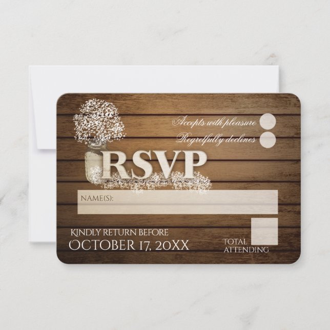 Rustic Ladder Love Baby's Breath RSVP Wedding (Front)