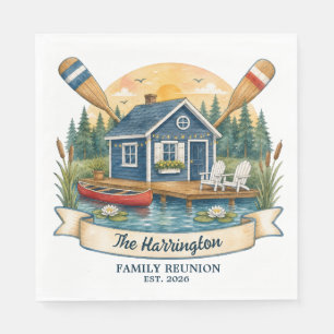 Rustic Lake Cabin Family Reunion Napkin