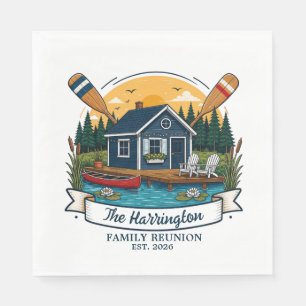Rustic Lake Cabin Family Reunion Napkin