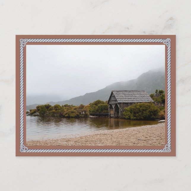 Rustic Lake Cabin Postcard –Tranquil Nature Scene (Front)