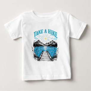 Rustic Lake Dock with Mountains and Sun Baby T-Shirt