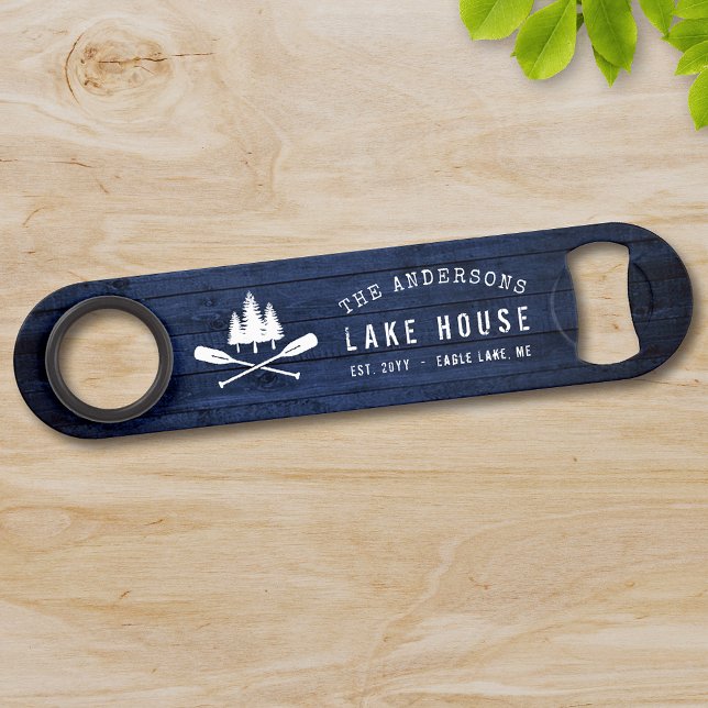Rustic Lake House Boat Oars Trees Blue Wood Print (Creator Uploaded)