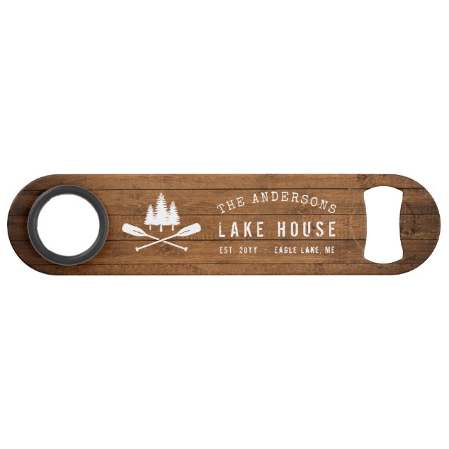 Rustic Lake House Boat Oars Trees Wood Print (Front (Horizontal))