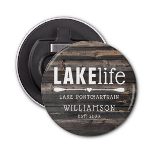 Rustic Lake Life Paddles Personalised Bottle Opener