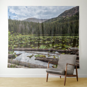 Rustic Lake // Lilly Pond Green Leaves Tapestry