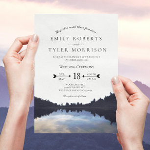 Rustic Lake Reflections Lakeside Wedding Invites ©