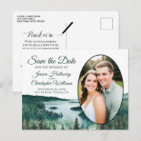Rustic Lake Tahoe Oval Photo Save The Date