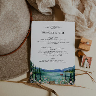 Rustic Lakeside Wedding Rehearsal Dinner Invitation