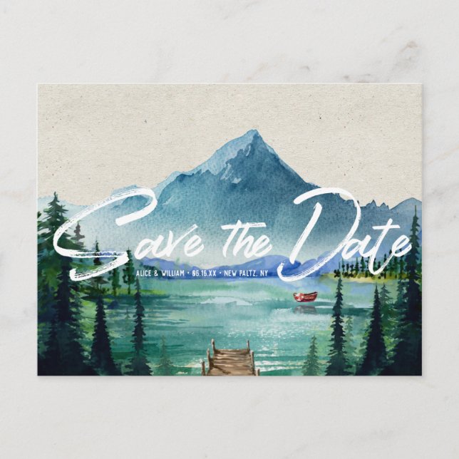 Rustic Lakeside Wedding | Save the Date Postcard (Front)
