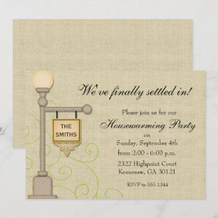 Rustic Lamp Post Housewarming Invitation