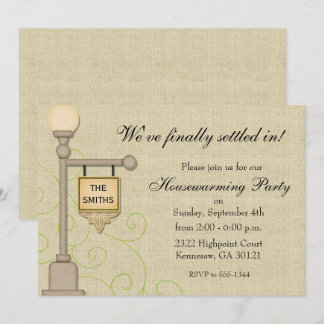 Rustic Lamp Post Housewarming Invitation