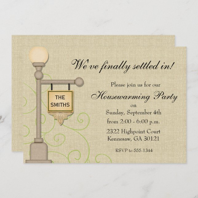 Rustic Lamp Post Housewarming Invitation (Front/Back)