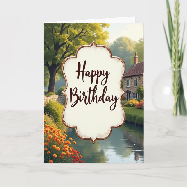 Rustic Landscape Birthday Card (Front)