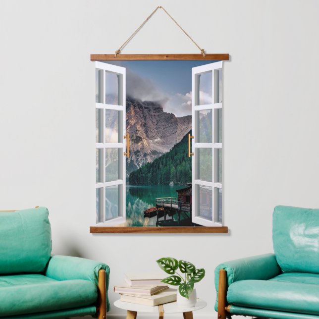 Rustic Landscape Lake  House View Hanging Tapestry (Living Room)