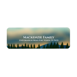 Rustic Landscape Pine Tree Mountain Return Address Return Address Label