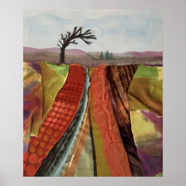 Rustic Landscape Textile Art Poster (Front)