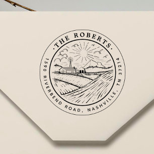 Rustic Landscape Vintage Family Return Address Self-inking Stamp