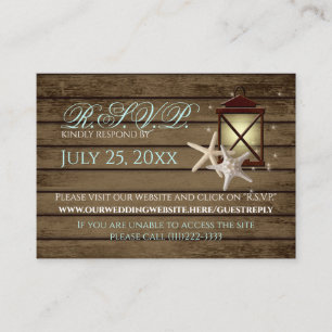 Rustic Lantern and Starfish Online Response Card