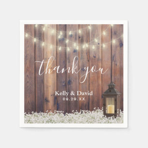 Rustic Lantern Baby's Breath Floral Wedding Napkin