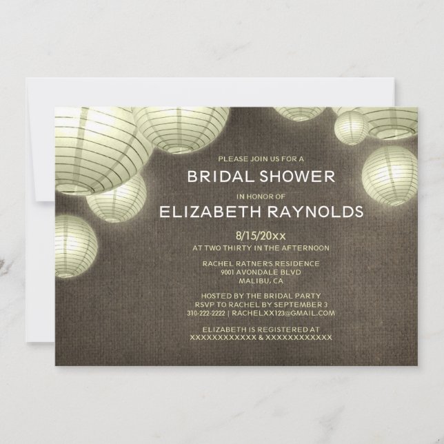 Rustic Lantern Bridal Shower Invitations (Front)