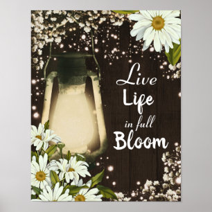 Rustic Lantern & Daisies Daisy Flower Country Wall Poster