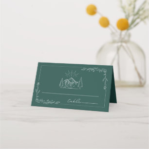 Rustic Lantern Emerald Wedding Place Card