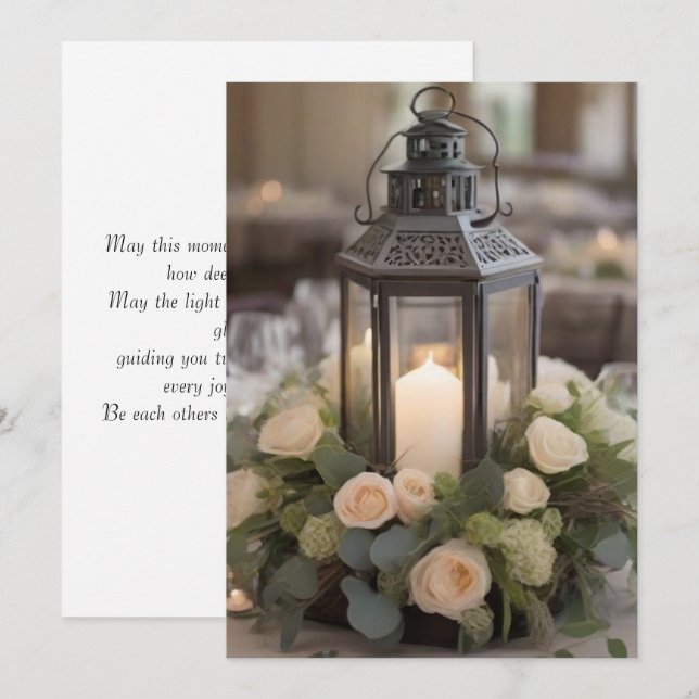Rustic Lantern Floral Centerpiece Card (Front/Back)
