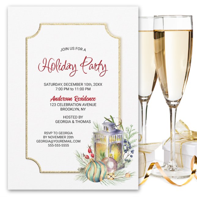 Rustic Lantern Holiday Party Invitation (Creator Uploaded)