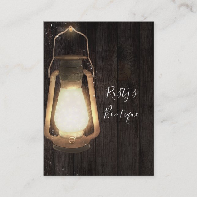 Rustic Lantern Light Brown Wood Farmhouse Barn Business Card (Front)