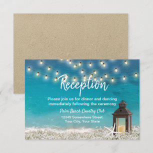 Rustic Lantern Starfish Beach Wedding Reception Invitation